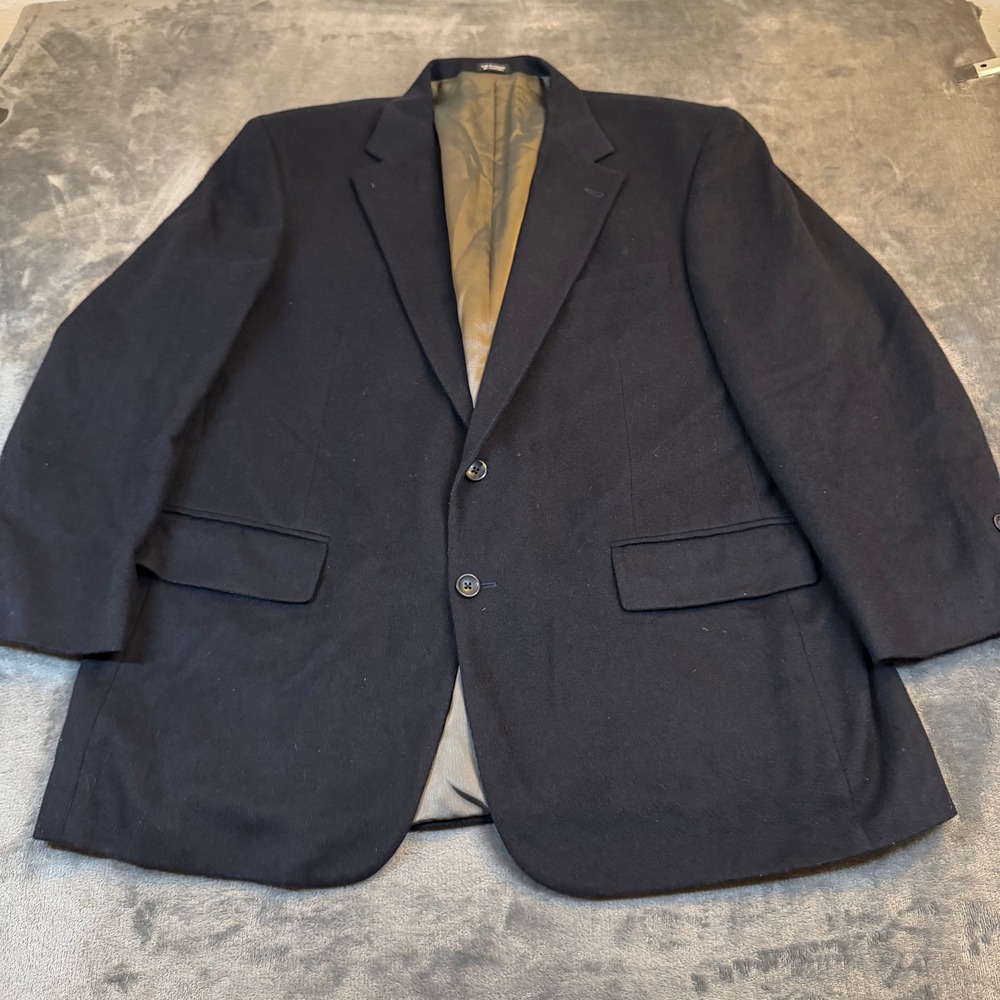 Oscar de la Renta Cashmere Blend Blazer Mens 46R Navy Blue Wool Sport Coat